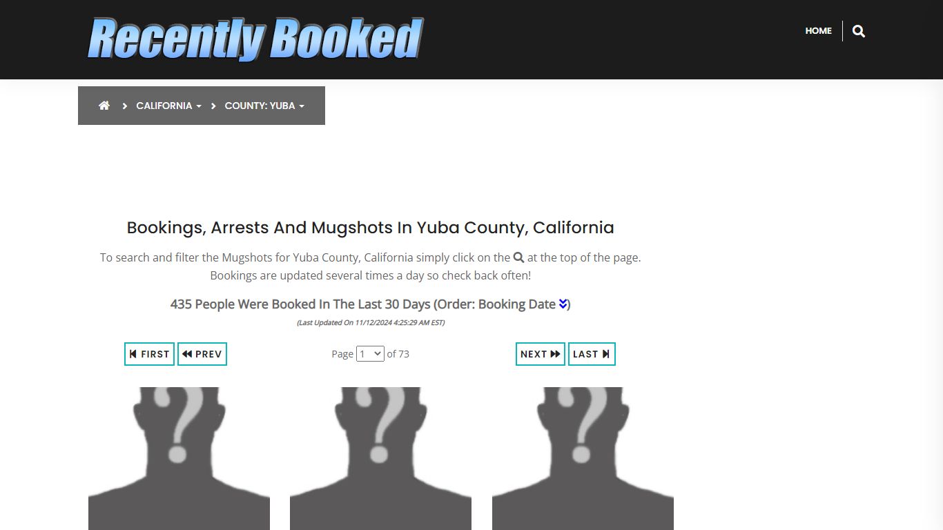 Bookings, Arrests and Mugshots in Yuba County, California - Recently Booked