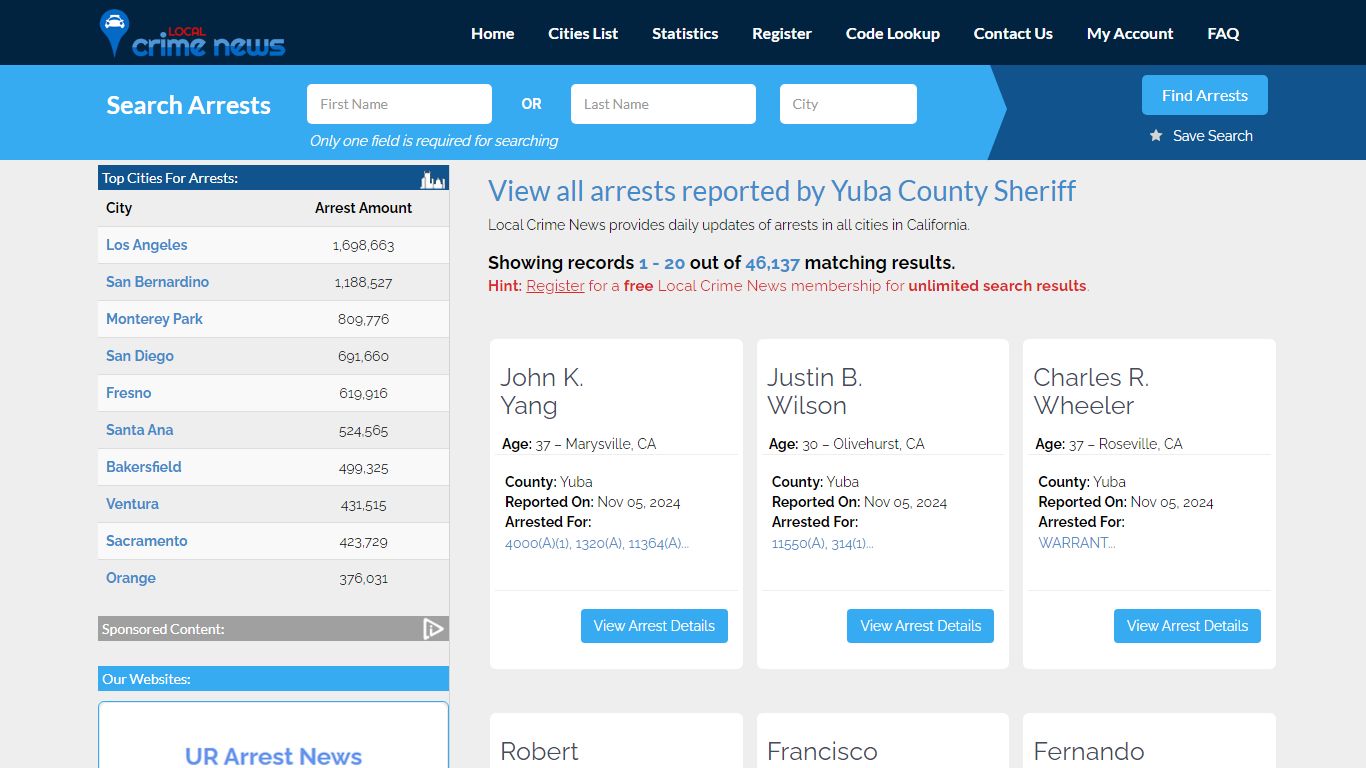 Arrests reported by Yuba County Sheriff | Local Crime News