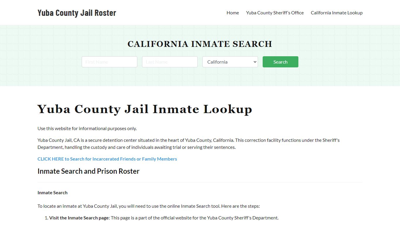 Yuba County Jail Roster Lookup, CA, Inmate Search